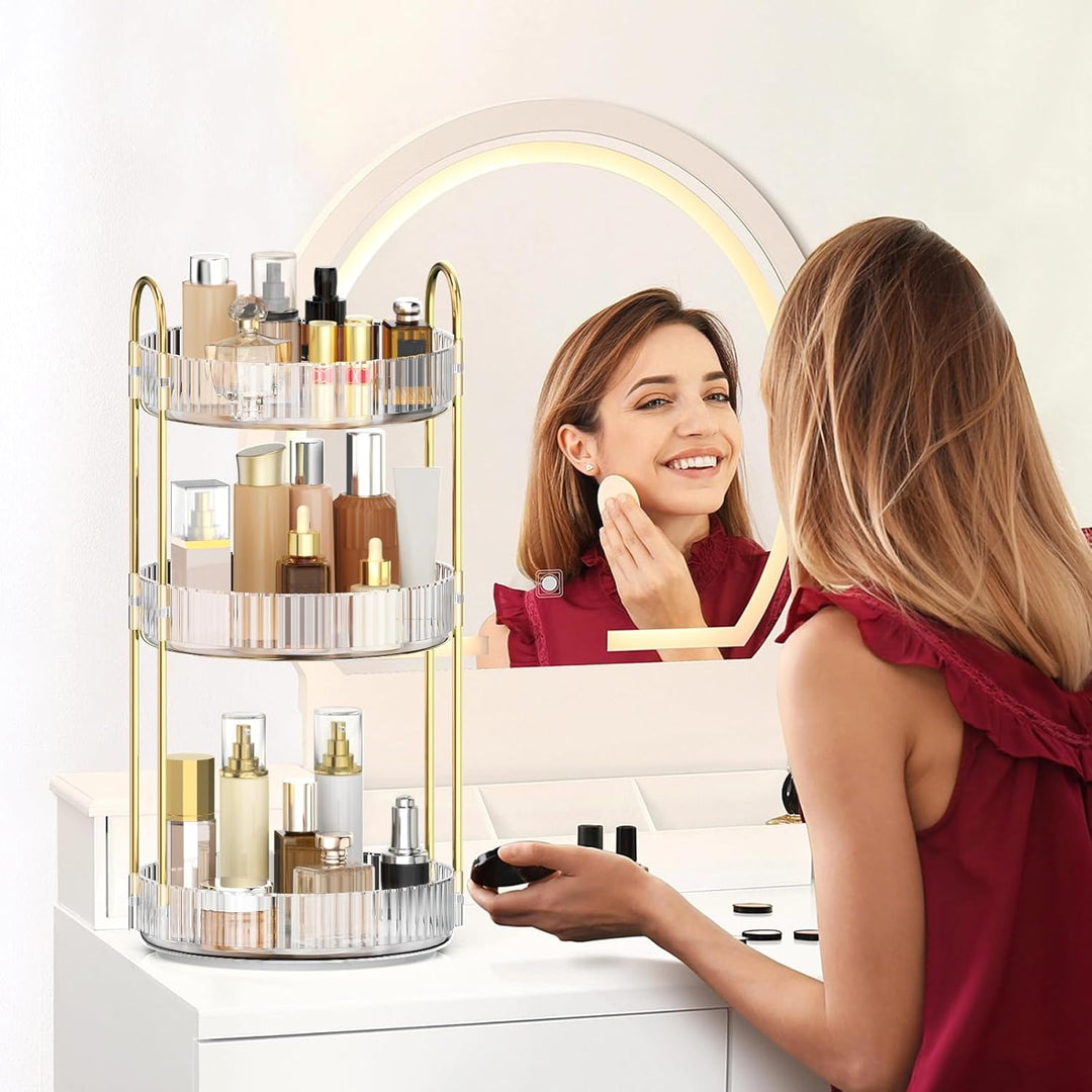 MOKANI Make Up Kosmetik Organizer, 360° Dreh Schmink Organizer, 3 Ebenen, Multifunctional Makeup Ski