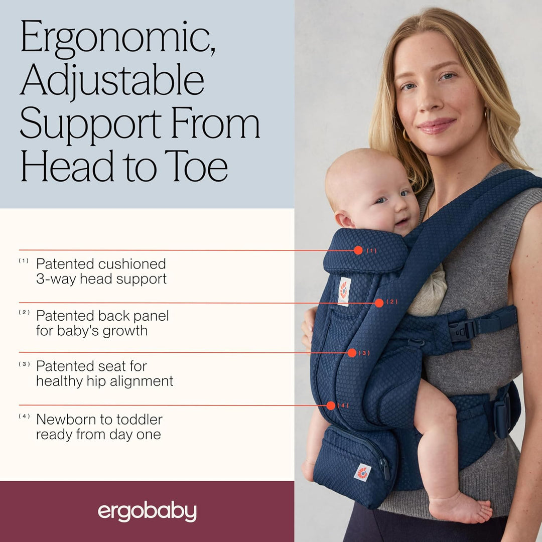 Ergobaby Omni Deluxe All-in-One Babytrage für Neugeborene ab Geburt bis 20kg, Ergonomische 4-Positio