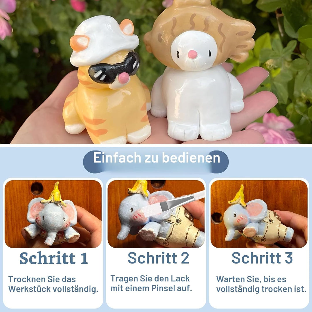 2 x 50 ml lufttrocknende Tonglasur-Set, glänzende/matte Oberfläche, Ton-Versiegelung, um Risse, Krat