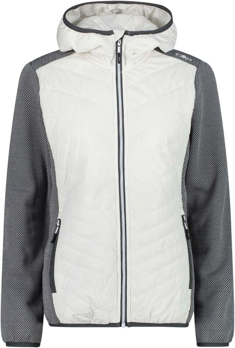 CMP Damen Hybrid Hoodie Jacke Fleecejacke Fleecepullover 34 Weiss, 34 Weiss