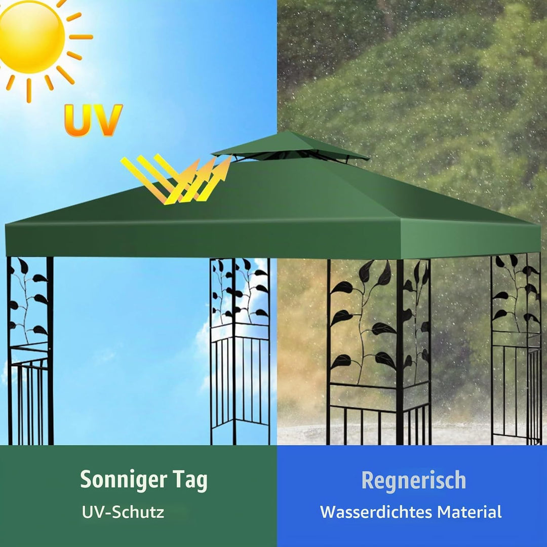 KOMFOTTEU 3 x 3 M Pavilliondach, Ersatzdach für Pavillion, Dachplane für Garten Balkon Strand, wasse