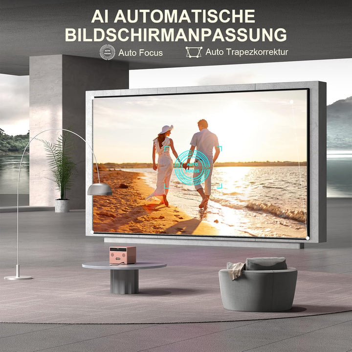 [Staubdichtes Design & 2,2 Lautsprecherkanäle] Beamer 4K 25000L Autofokus/Trapezkorrektur, Dualer 36