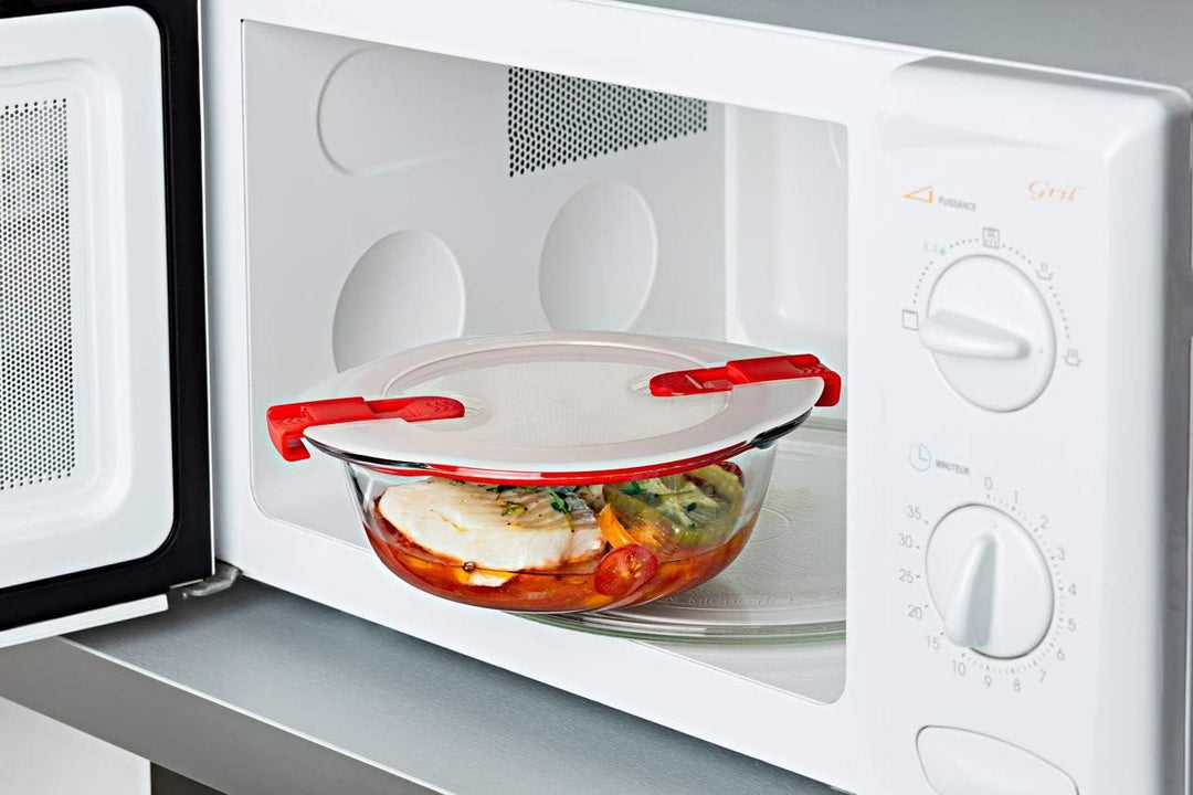 Pyrex 1451132 Cook and Heat Cook & Heat – Set aus 3 Lebensmitteln, rund, Glas, 1,1 l, mit luftdichte