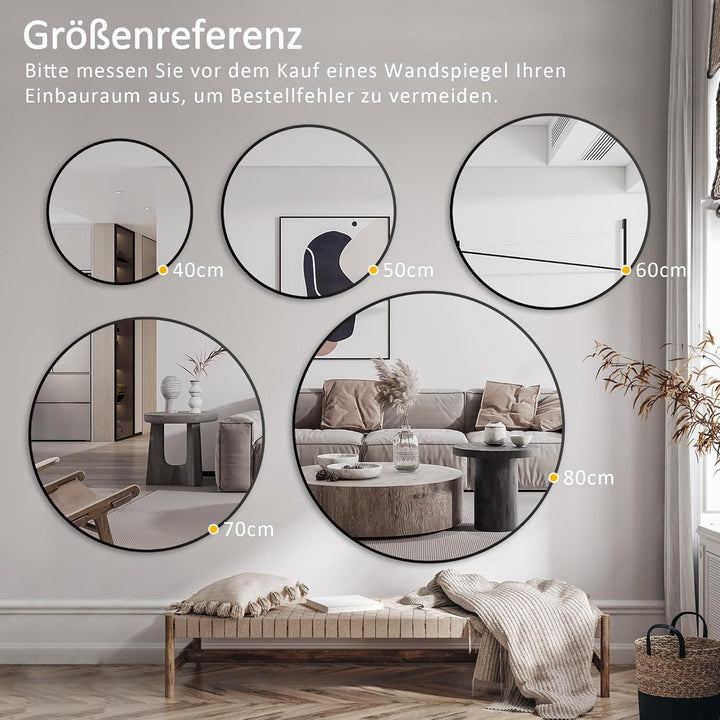 Goezes Runder Spiegel Schwarz 50cm Rund Badspiegel Badezimmerspiegel Schwarz Metallrahmen Spiegel De