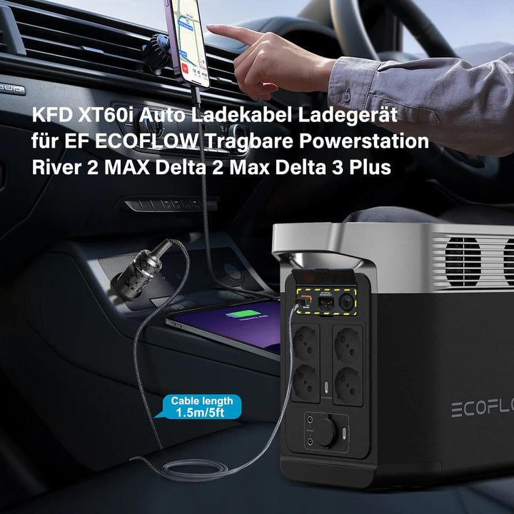 KFD XT60i KFZ Ladekabel Ladegerät für DJI Power 1000 Tragbare Powerstation, EF ECOFLOW DELTA 2 Max D