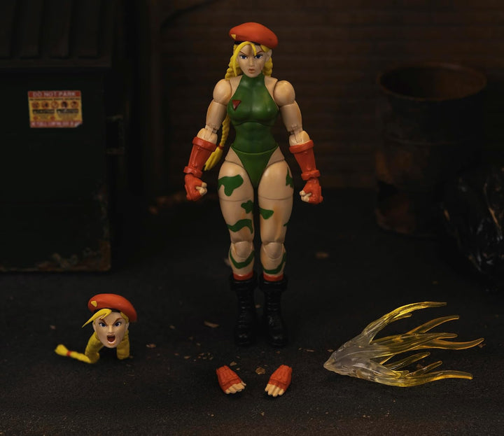 Jada Toys Street Fighter Cammy (15 cm) - Bewegliche Actionfigur mit alternativem Kopf &amp; Händen - Sa