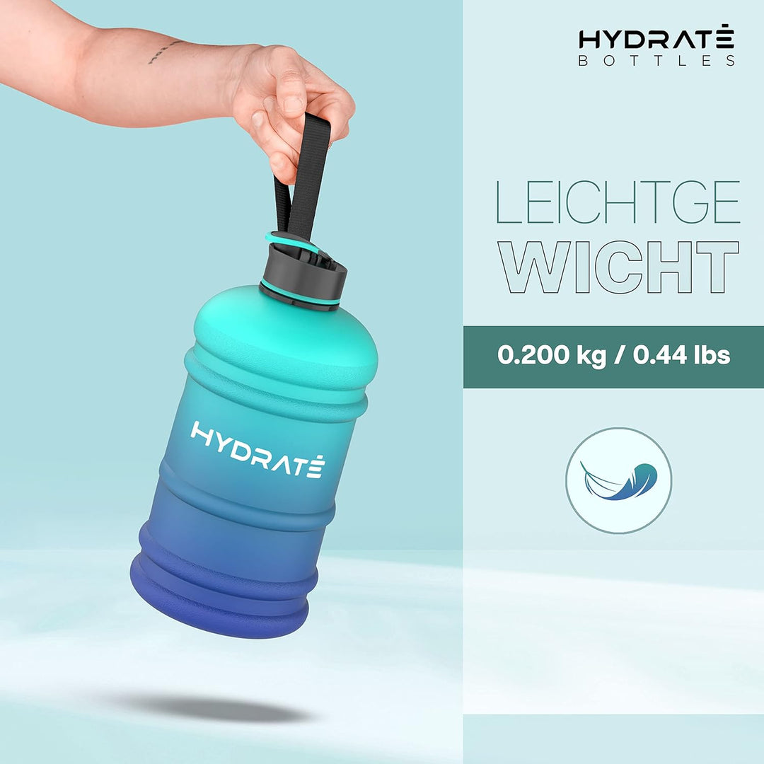 HYDRATE 2,2 Liter Trinkflasche Sport – langlebig und extra stark – BPA-frei – ideal für: Fitnessstud
