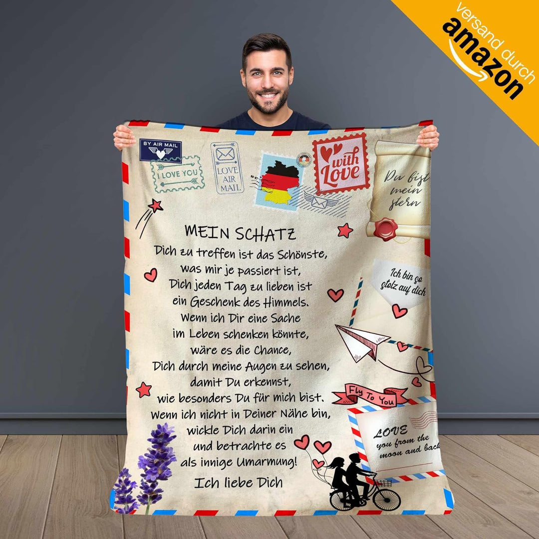 Süsse personalisierte Fleecedecke zum Verschenken an Ihren Schatz Frau Partnerin, originelle und pra