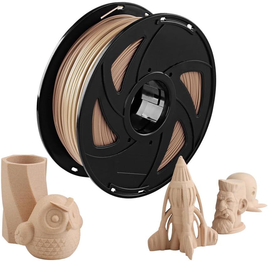 Holz Wood PETG Filament 1,75mm, Holzfarbe Holzfaser Filament 3D Drucker 1kg (2.2lbs) Massgenauigkeit
