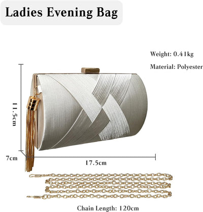 CORIOS Damen Clutch Tasche Abendtasche Fransen Kettentasche Tasche Luxurious Klein Umhängetasche Ele