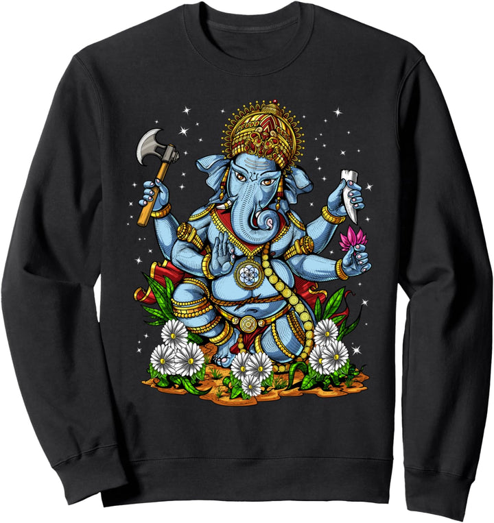 Ganesha Hindu Gott Elefant Spirituelle Yoga Meditation Zen Sweatshirt