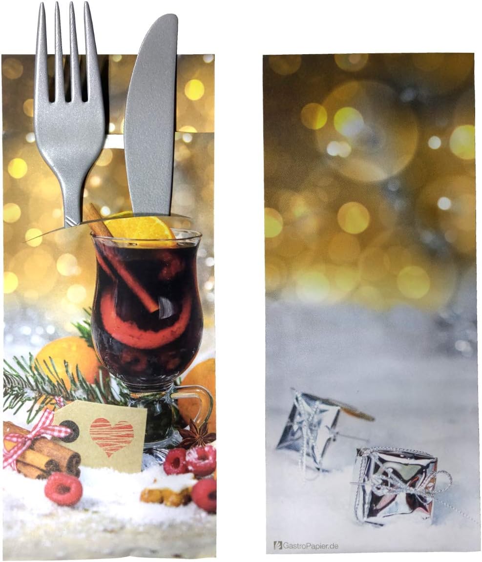 520 Bestecktaschen mit Serviette Glühwein 20 cm Weihnachten 520 Stück Glühwein, 520 Stück Glühwein