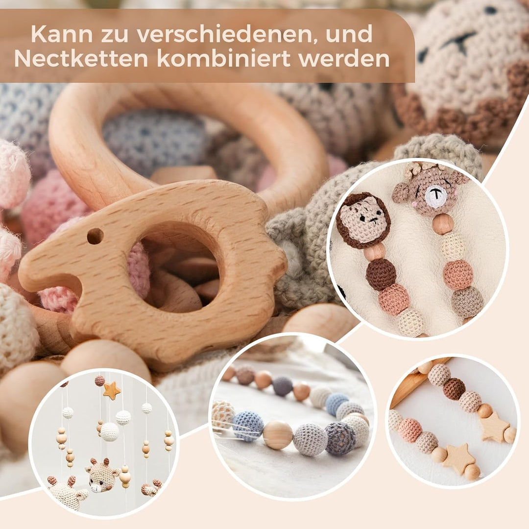Buchenholz Perlen Selber Machen, Beech Holzperlen Rund Holzkugeln mit Loch zum Auffädeln, Holzperle