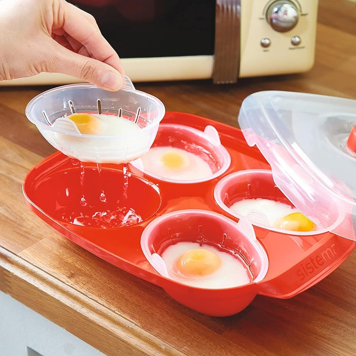 Sistema Microwave Eierpochierer für 4 Eier, rot Egg Poacher, Egg Poacher