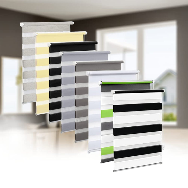 Eurohome Doppelrollo Klemmfix ohne Bohren, Duo Rollo,40cm x 130cm (Stoffbreite 36 cm) Weiss+schwarz