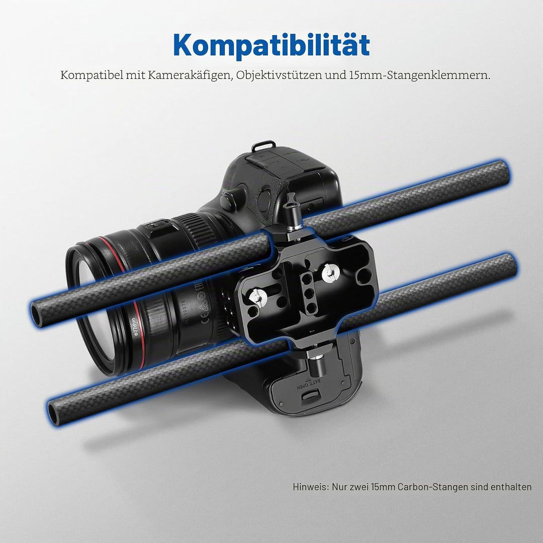 NEEWER 15mm Kohlefaser Verlängerungsstangen 30cm, kompatibel mit SmallRig, kompatibel mit Tilta 15mm