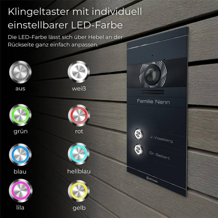 Metzler Video Türsprechanlage 2 Familienhaus | Türklingel mit Kamera FullHD | Opt. 7" Monitor | Smar