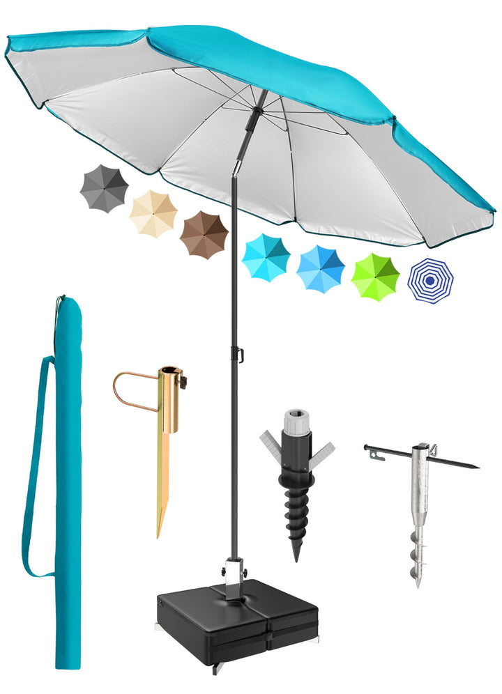 4smile Sonnenschirm-Set für Strand, Balkon und Garten, Anthrazit - UPF 50+ Balkonschirm SunnyJoy, Ø