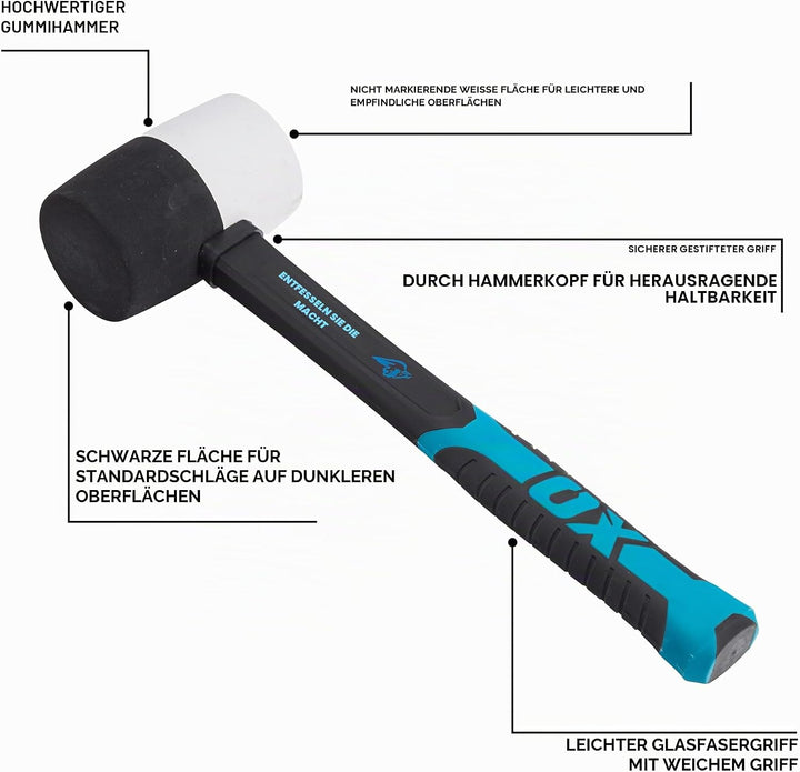 OX Combination Rubber Mallet - 24 oz 24 oz Black & White, 24 oz Black & White