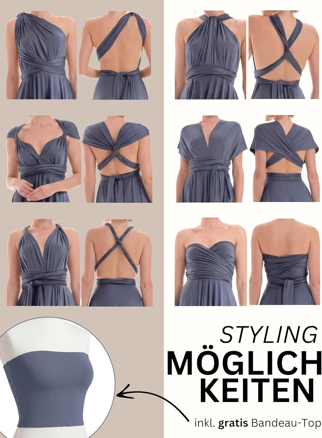 Juvell Brautjungfernkleider lang - Infinity Dress Maxi - Abendkleider elegant-festlich - Multiway-Wi