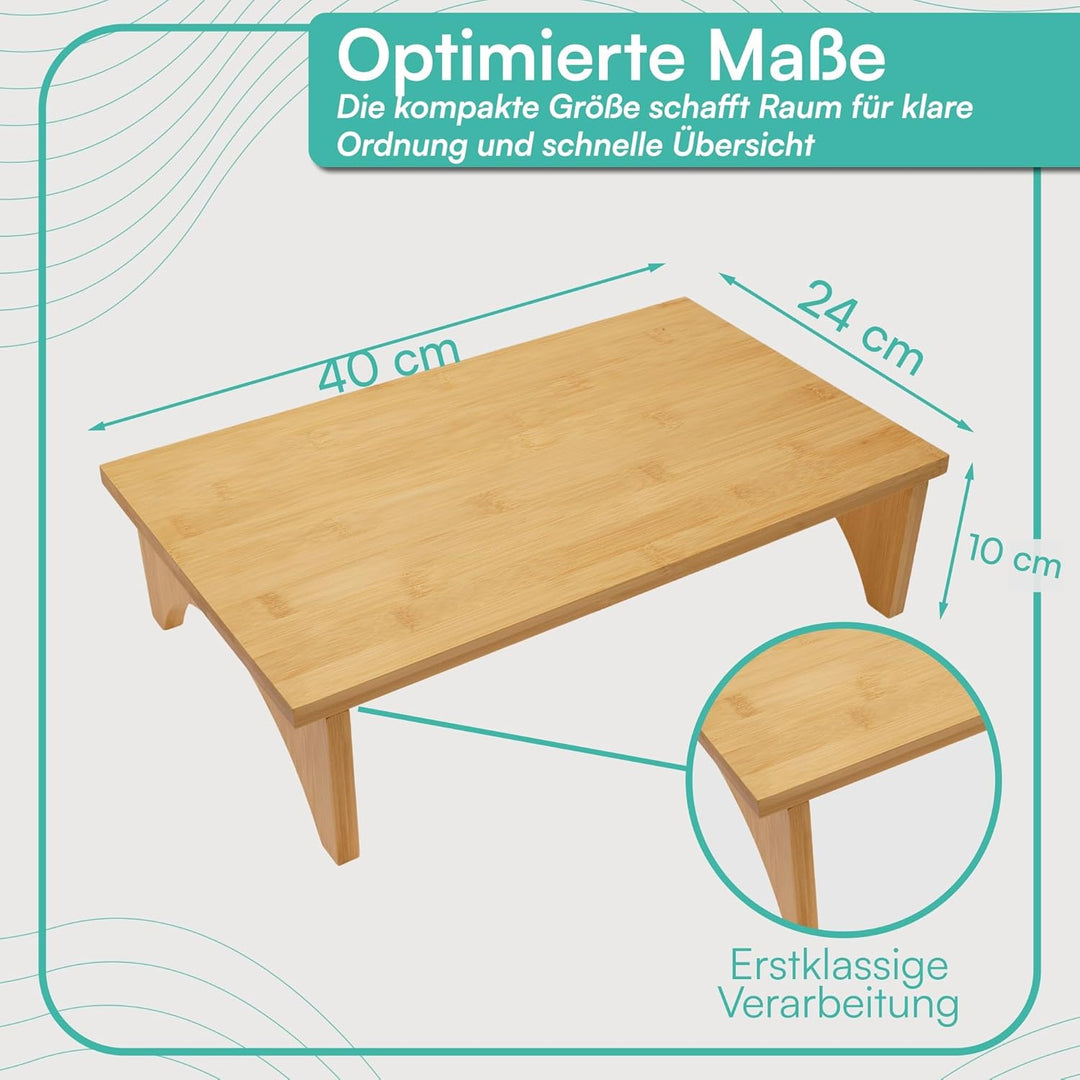 pixly® Monitorständer Bambus 40x24x10,5 cm Bildschirm Tisch ergonomische Monitorerhöhung nachhaltige