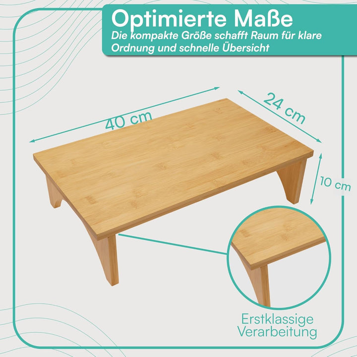 pixly® Monitorständer Bambus 40x24x10,5 cm Bildschirm Tisch ergonomische Monitorerhöhung nachhaltige