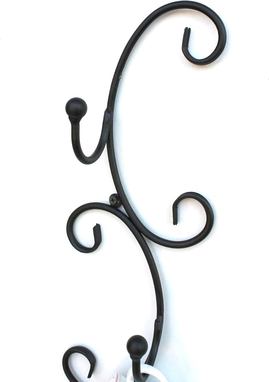 DanDiBo Tassenhalter Wand Schwarz Metall 68 cm Olivia Tassenhaken Küche Vintage Antik Becherhalter