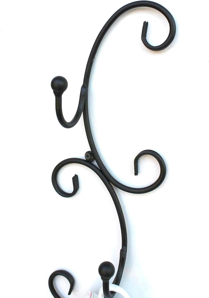 DanDiBo Tassenhalter Wand Schwarz Metall 68 cm Olivia Tassenhaken Küche Vintage Antik Becherhalter