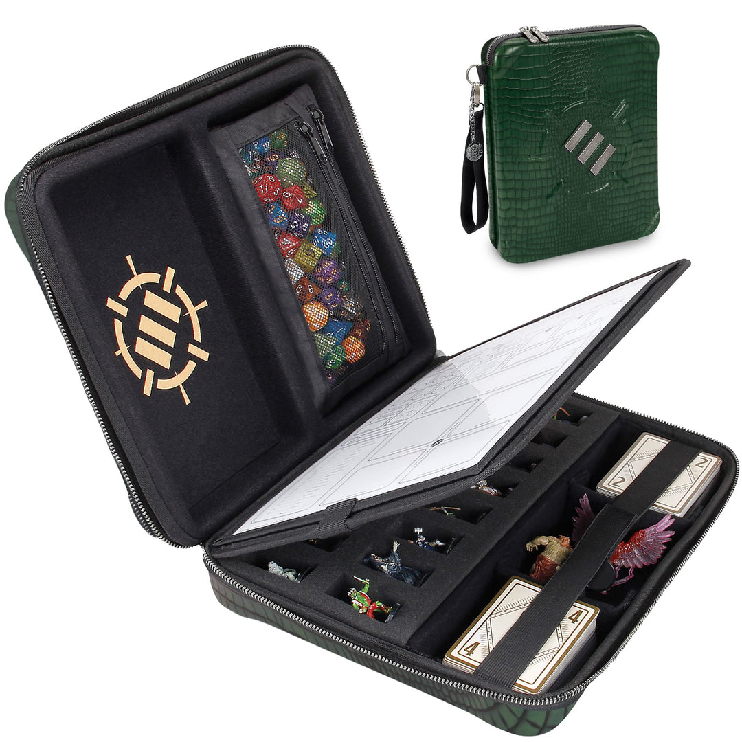 ENHANCE RPG-Organizer-Etui, Sammleredition – DND-Ordner mit integriertem Charakterbogenhalter, Würfe
