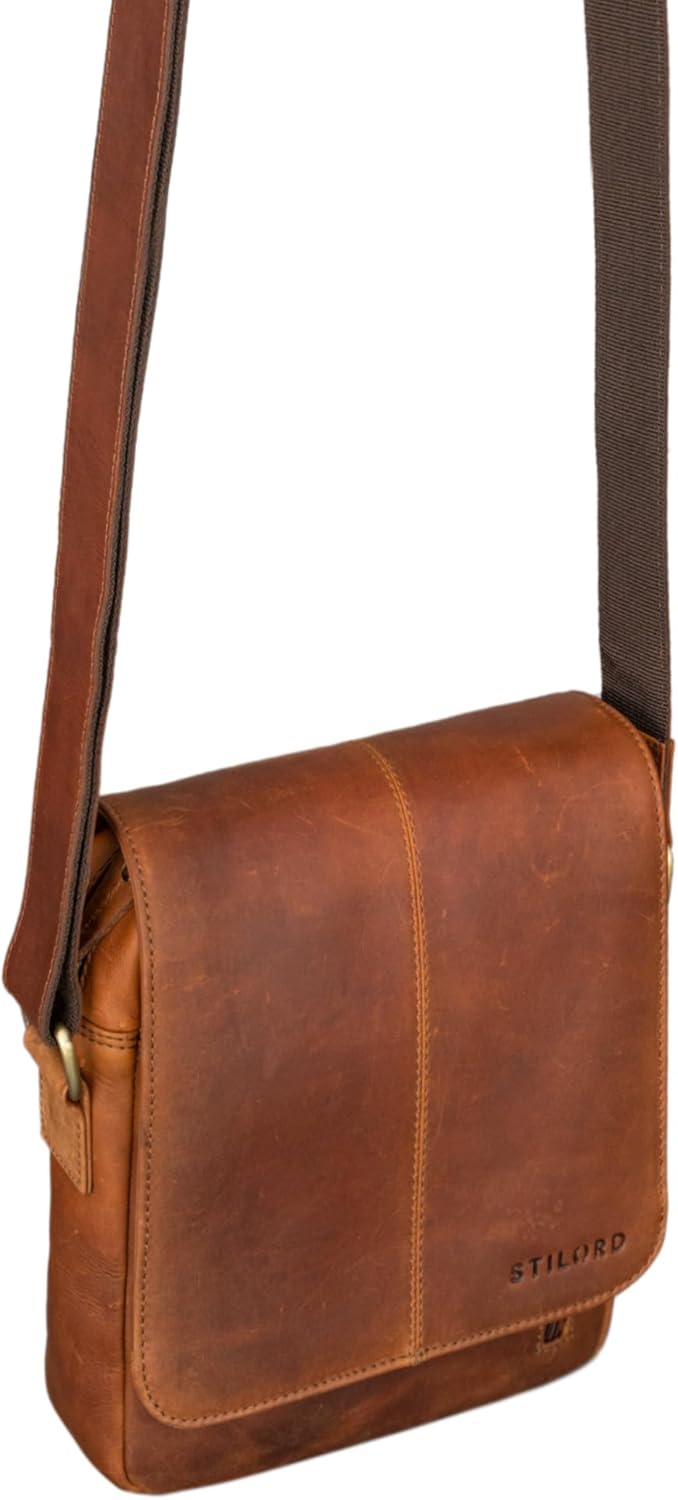 STILORD 'Matt' Ledertasche Männer klein Vintage Umhängetasche Schultertasche Herrentasche für 9,7 Zo