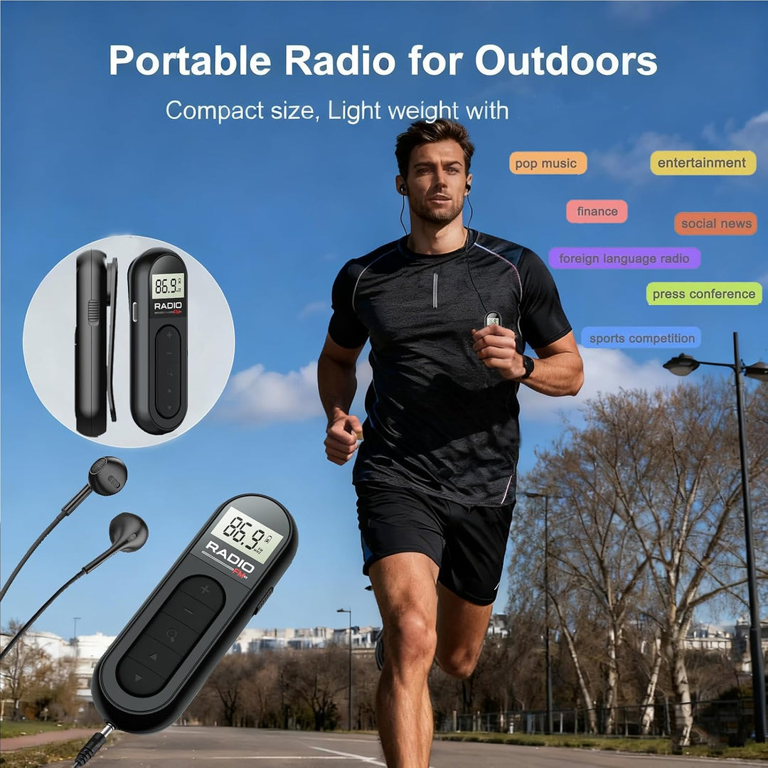 Tragbares Mini Taschenradio, wiederaufladbares FM Transistorradio mit gutem Empfang für Nachrichten