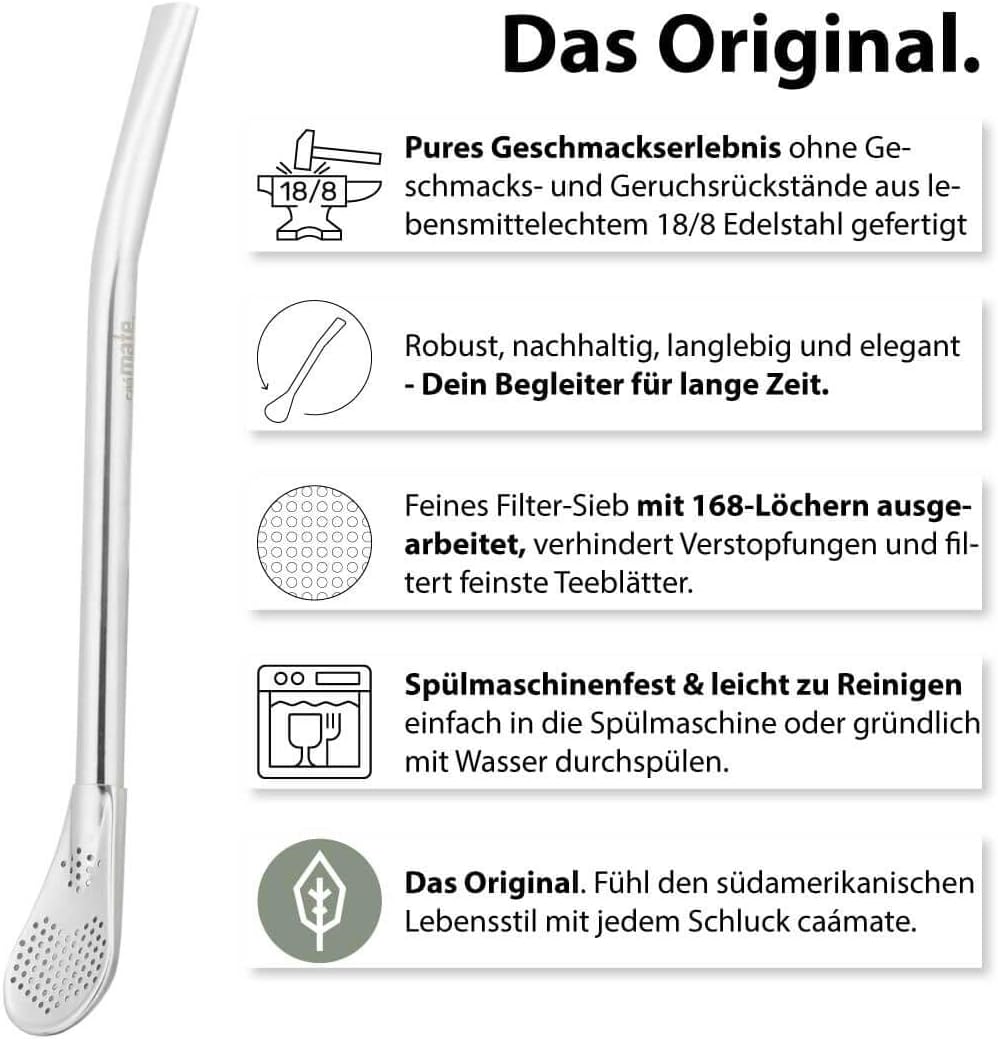 caámate. Yerba Mate Tee Set ● Das Original ● Keramik Matebecher + Edelstahl Bombilla (grün), Grün