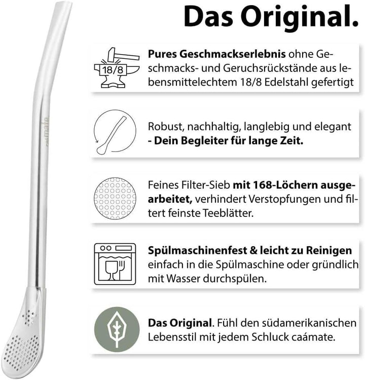 caámate. Yerba Mate Tee Set ● Das Original ● Keramik Matebecher + Edelstahl Bombilla (grün), Grün
