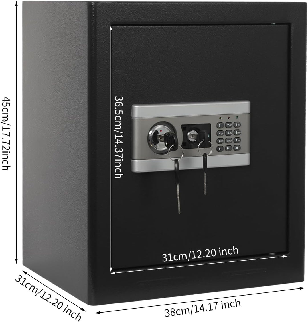 Elektronischer Tresor | 38 * 31 * 45cm | 43L Q195 Kohlenstoffstahl Doppelschloss Elektronischer Safe