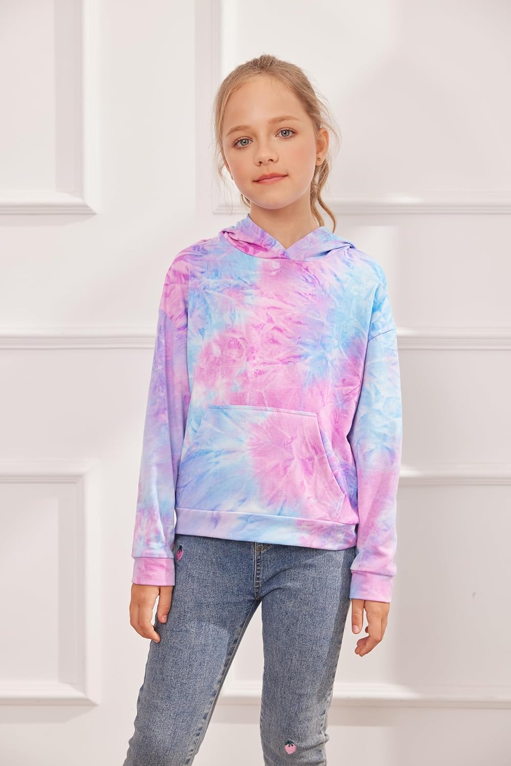 Arshiner Mädchen Hoodie Batik Kinder Pullover Freizeit Mode Sweatshirt mit Kapuze Herbst Winter Lang