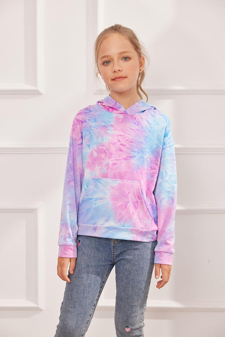 Arshiner Mädchen Hoodie Batik Kinder Pullover Freizeit Mode Sweatshirt mit Kapuze Herbst Winter Lang
