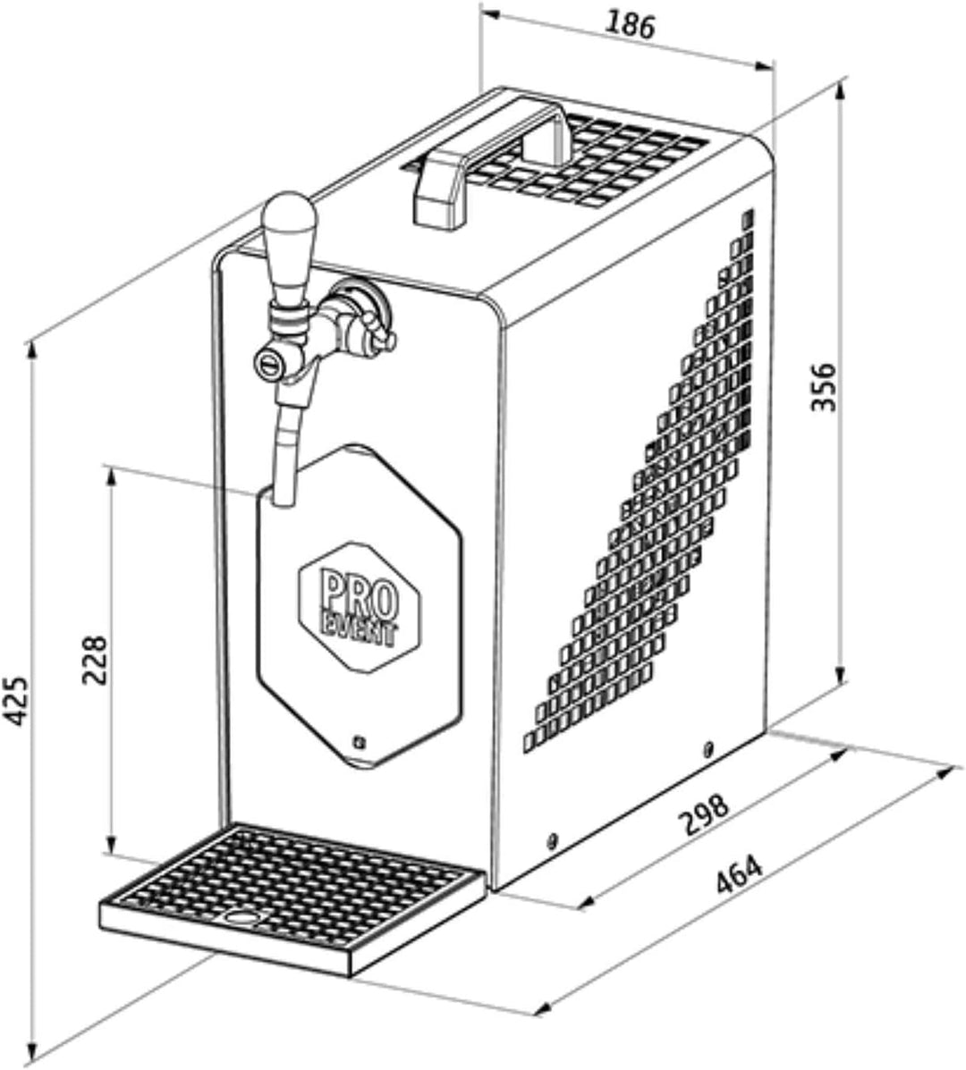 Bierzapfanlage BieTal® Bierkühler Zapfanlage mit Kühlung 30 Liter/h - SET - Typ A - 2 Kg CO2 Keg - T
