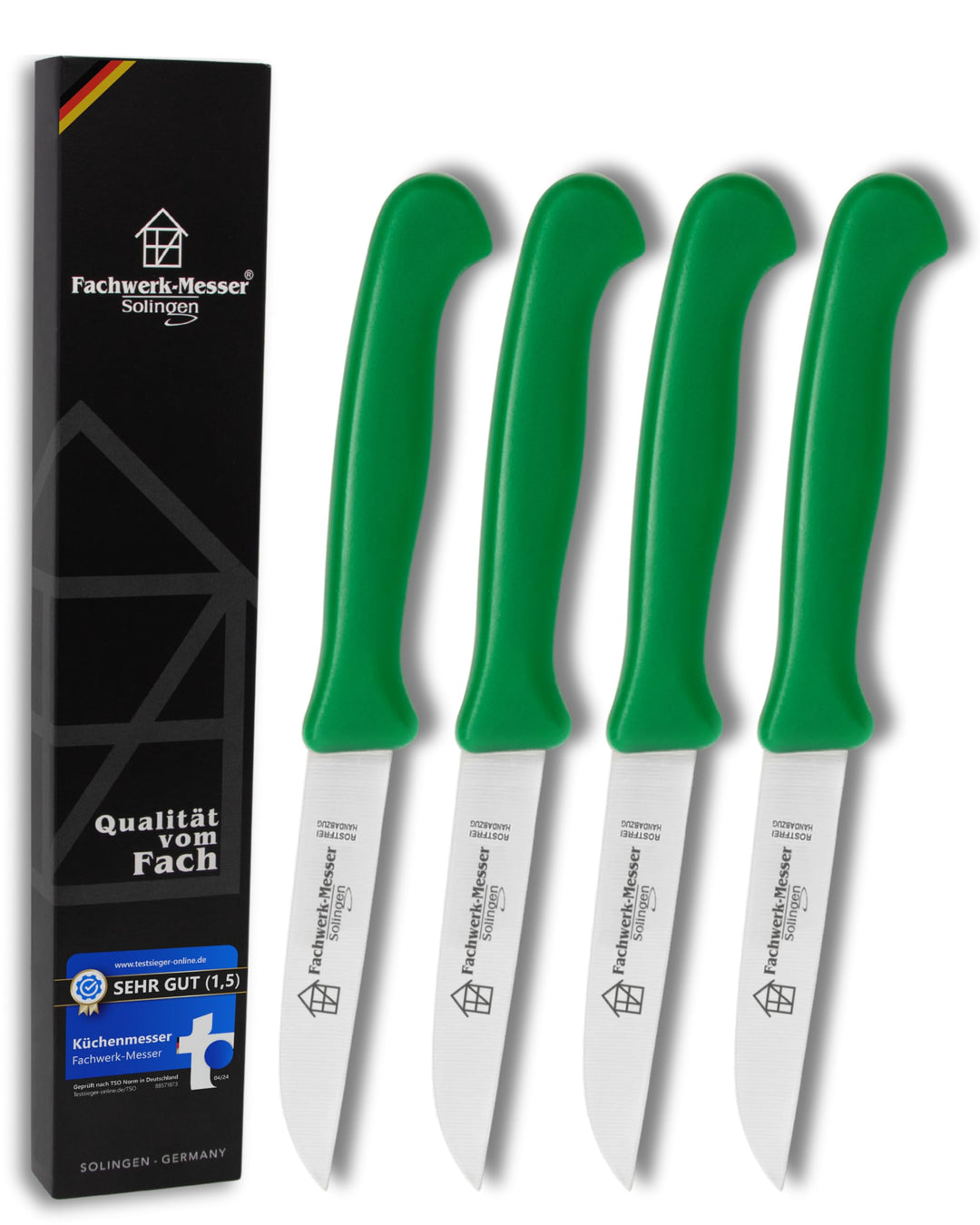 Fachwerk Gemüsemesser 4er Set – Küchenmesser mit 7,5cm Klinge, Schälmesser aus rostfreiem Edelstahl