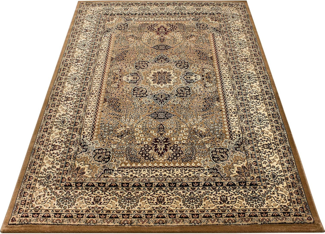 Carpetsale24 Teppich Wohnzimmer Traditioneller Orientalisch Design Beige 160 x 230 cm - Kurzflor Tep
