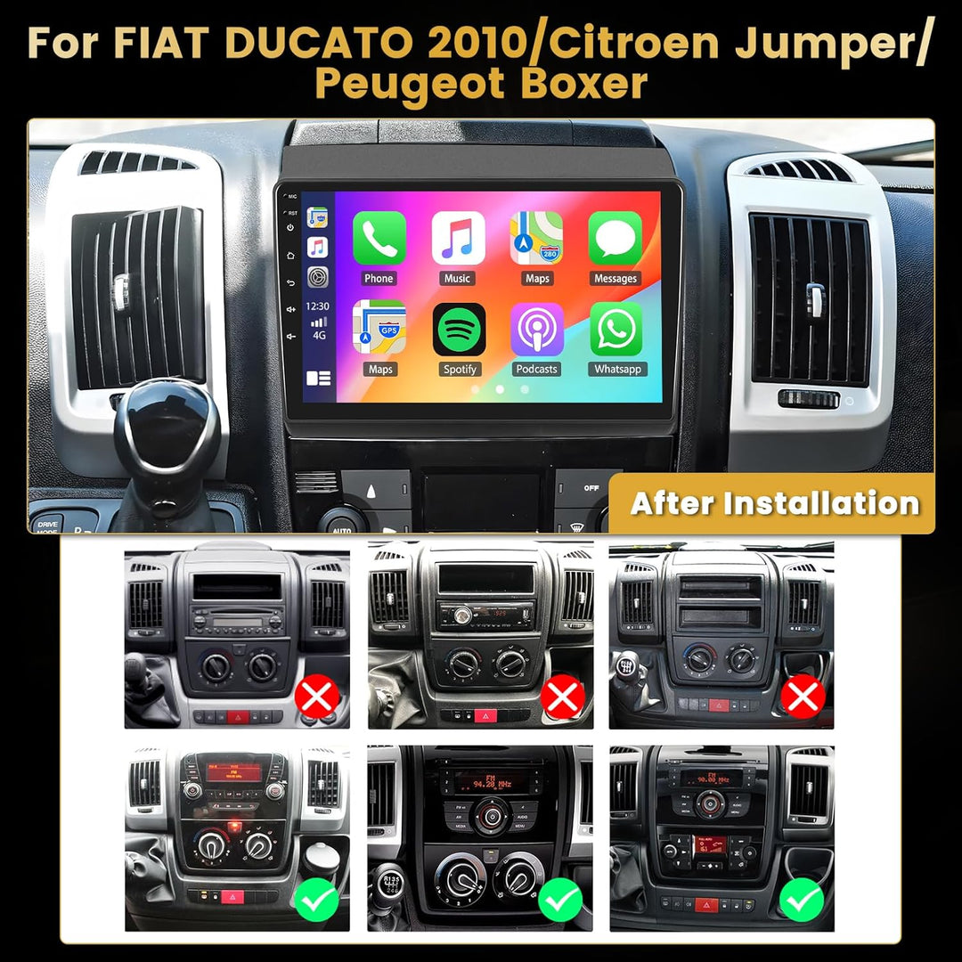 Hikity 8 core 4+64G Android 15 Autoradio für FIAT DUCATO 2010/Citroen Jumper/Peugeot Boxer， 9" Bilds