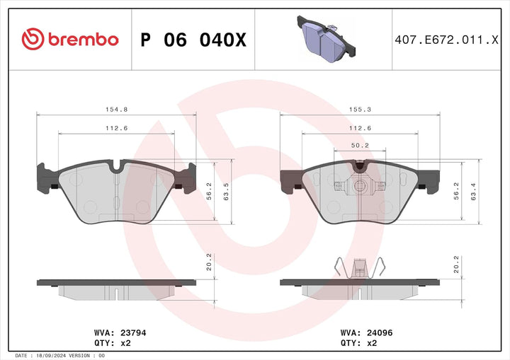 BREMBO P 06 040X Bremsbelag