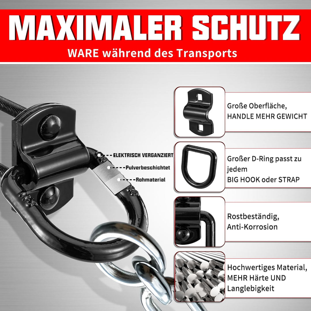 Idong 5400kg Schwerlast Zurrösen für Anhänger PKW Anhänger Zubehör, 4 Stück Zurröse Anhänger Haken D