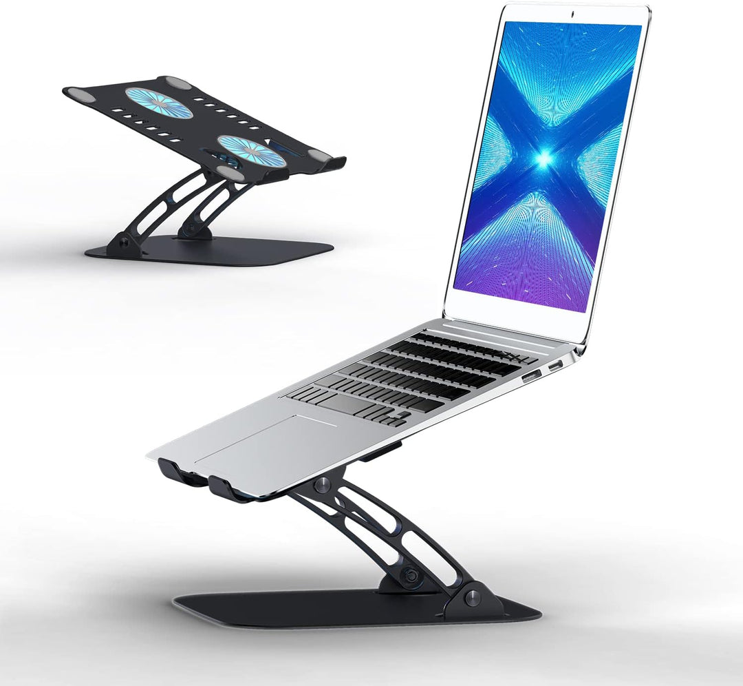Laptop Ständer Höhenverstellbar mit RGB Lüfter, Faltbarer Stand aus Aluminiumlegierung, Belüfteter L