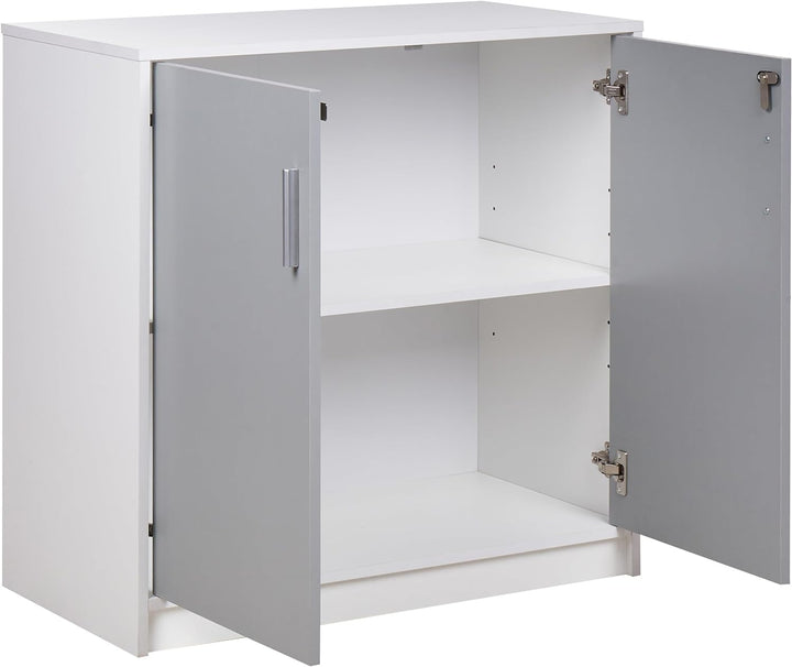 Büroschrank grau / weiss 80 x 80 x 40 cm abschliessbar für Wohnzimmer Büro Zehna