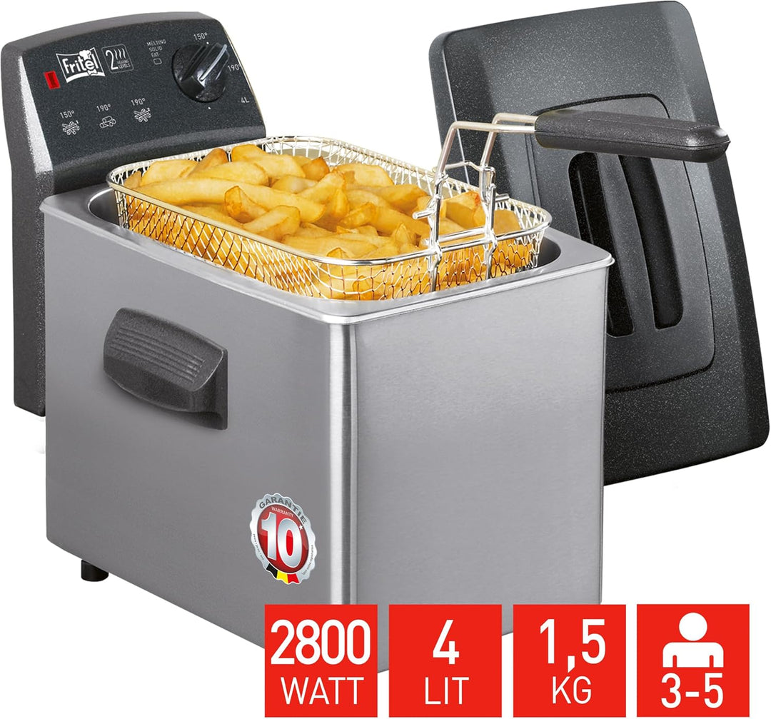 FRITEL Fritteuse Turbo SF 4350M - Doppelwiderstand - 4 Liter - mit Kunststoff-Staubdeckel - 2800W