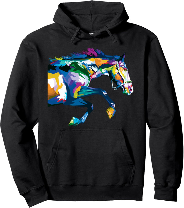 Colorful Horse Cute Geometric Horses pop art style Gift Pullover Hoodie