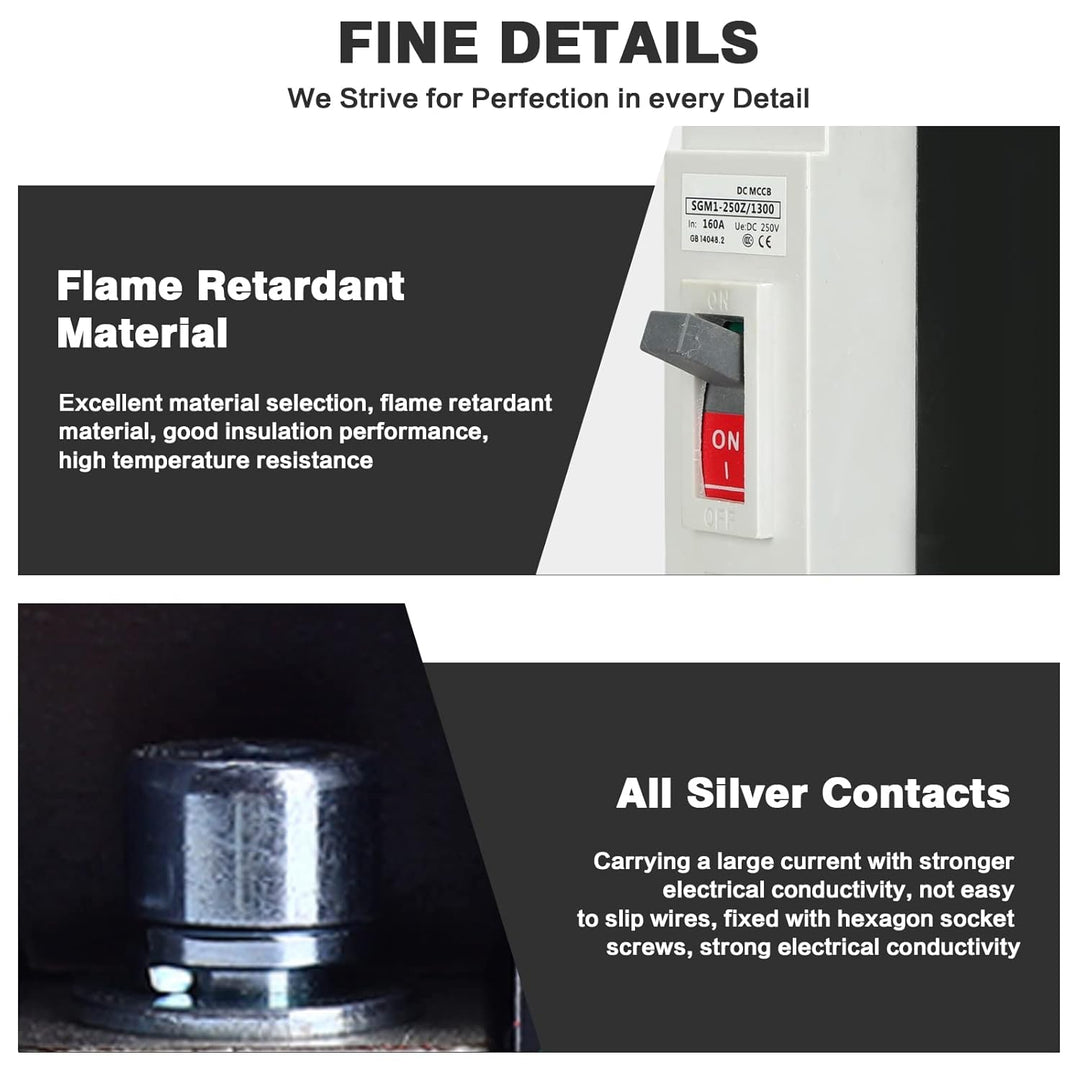 DEWIN Leistungsschalter, 1P DC Leistungsschalter Geformtes Gehäuse MCCB Solarbatterieschalter 250V 1