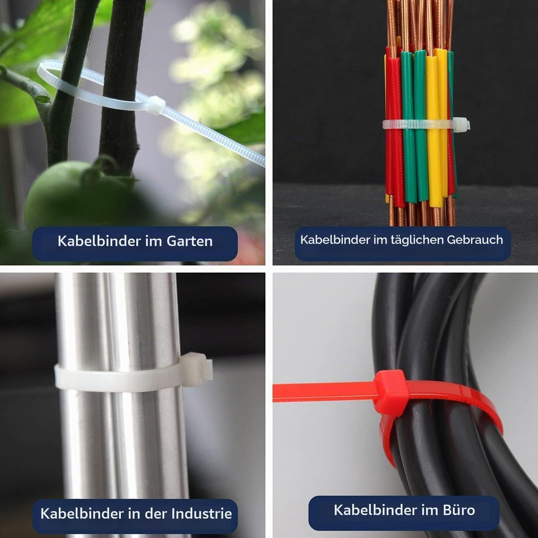 XINGO 1000 Stück Kabelbinder Grün, 300mm x 4.8mm, 22,7 kg Zugfestigkeit, UV-beständig, Selbstsichern