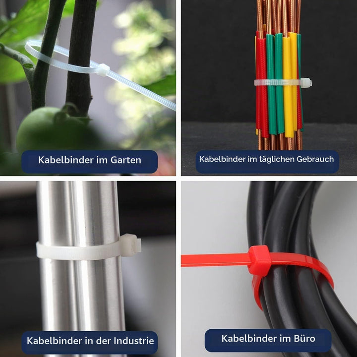 XINGO 1000 Stück Kabelbinder Grün, 300mm x 4.8mm, 22,7 kg Zugfestigkeit, UV-beständig, Selbstsichern