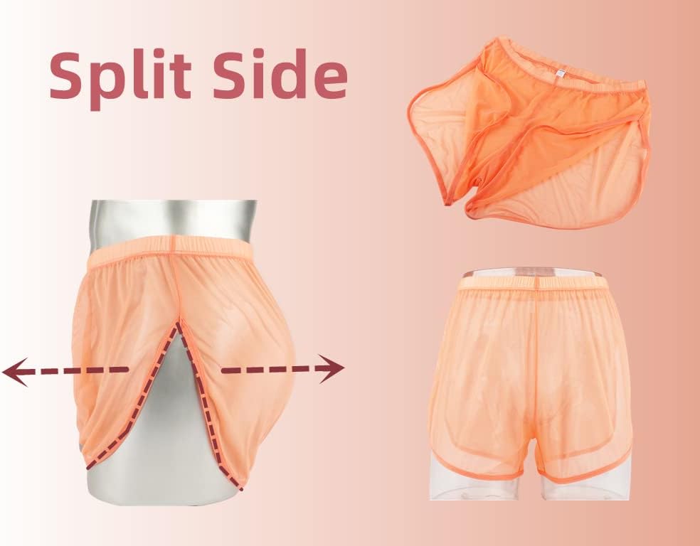 BIATWOWR Herren Transparent Sexy Boxershorts Männer Atmungsaktiv Bequem Unterhose Seitlichem Schlitz